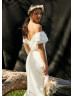 Off Shoulder Ivory Pleated Satin Latest Wedding Dress